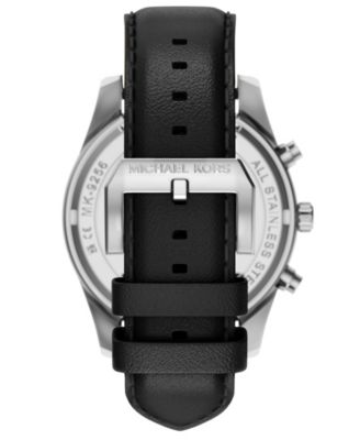 Men's Lexington Chronograph Black Leather Watch, 45mm