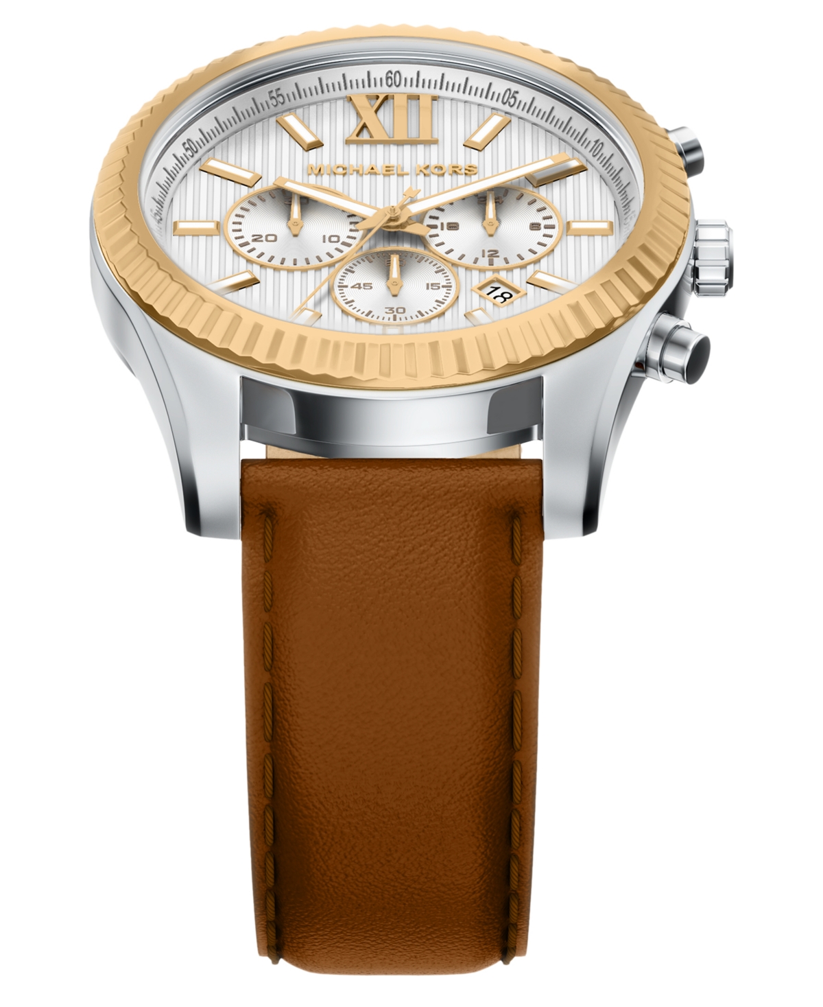 Michael Kors Men's Lexington Chronograph Luggage Leather Watch, 45mm