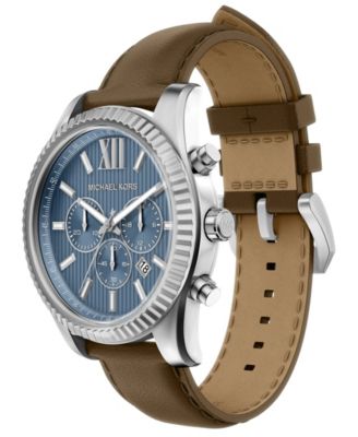 Men's Lexington Chronograph Brown Leather Watch, 45mm