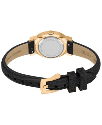 Women's Maude Three-Hand Black Leather Watch, 21mm