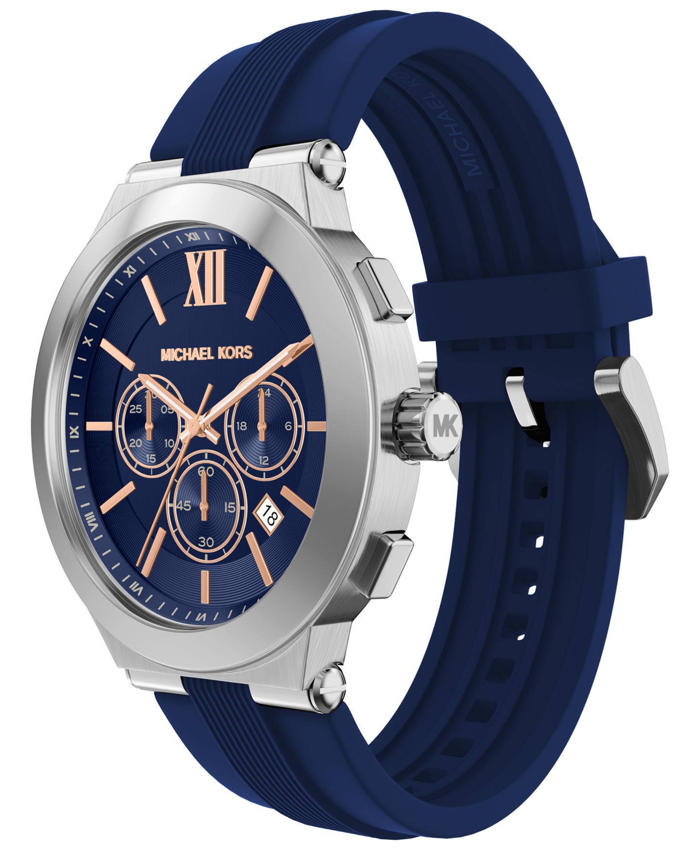 Мужские часы Michael Kors Billie Chronograph Navy Silicone Watch, 46mm — фото 6