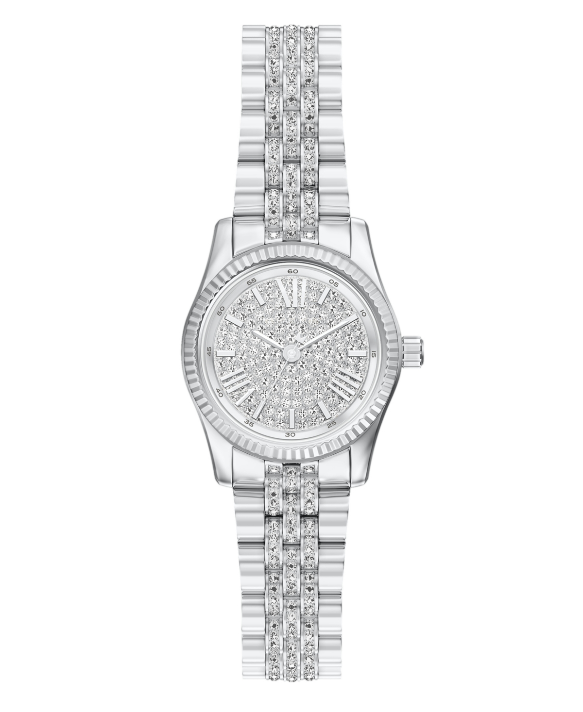 Michael Kors Women's Lexington Three-Hand Silver-Tone Stainless Steel Watch, 26mm