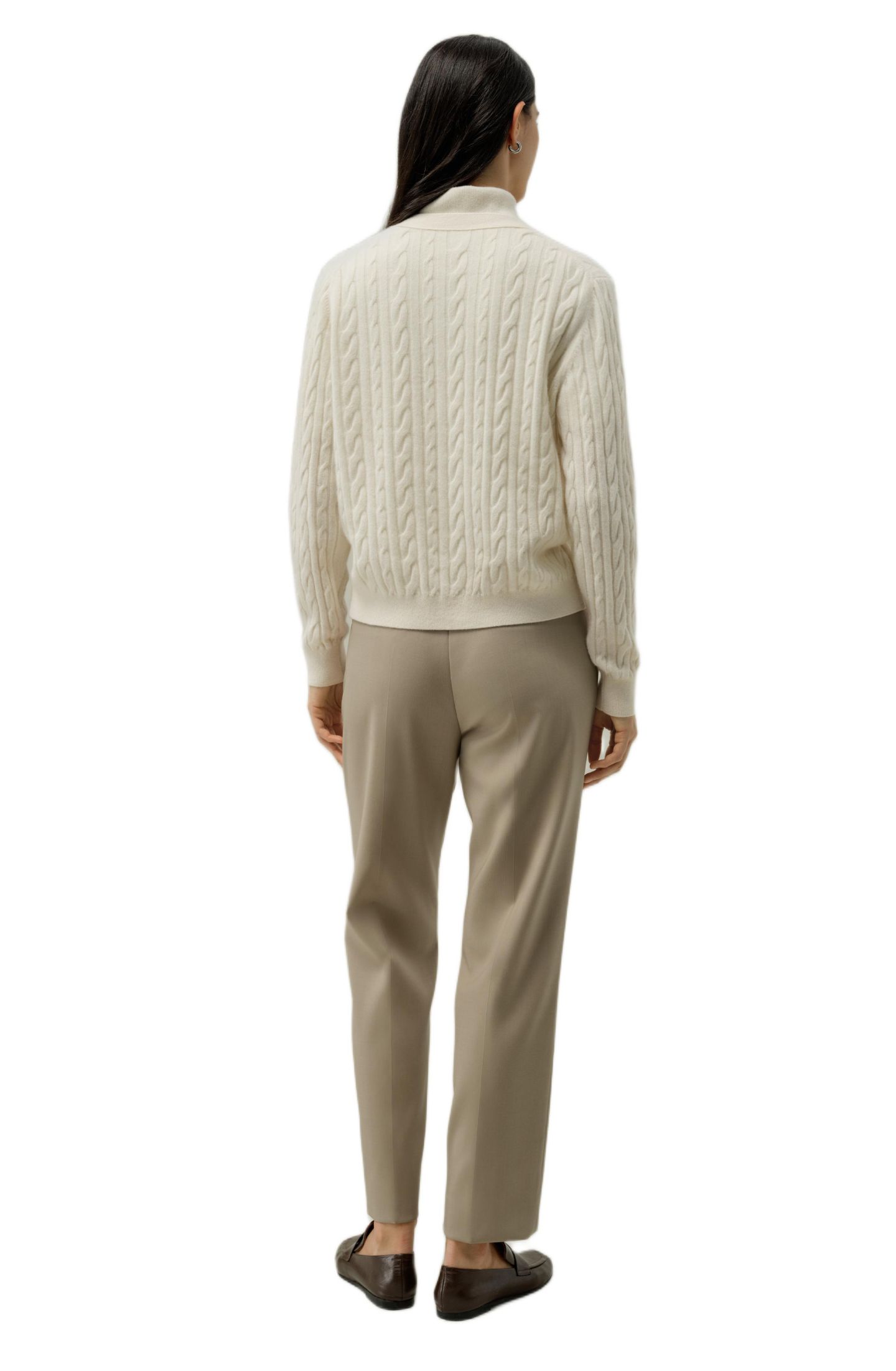 Женский кардиган LILYSILK Cable-Knit Baby Cashmere, цвет: Облачный — фото 3