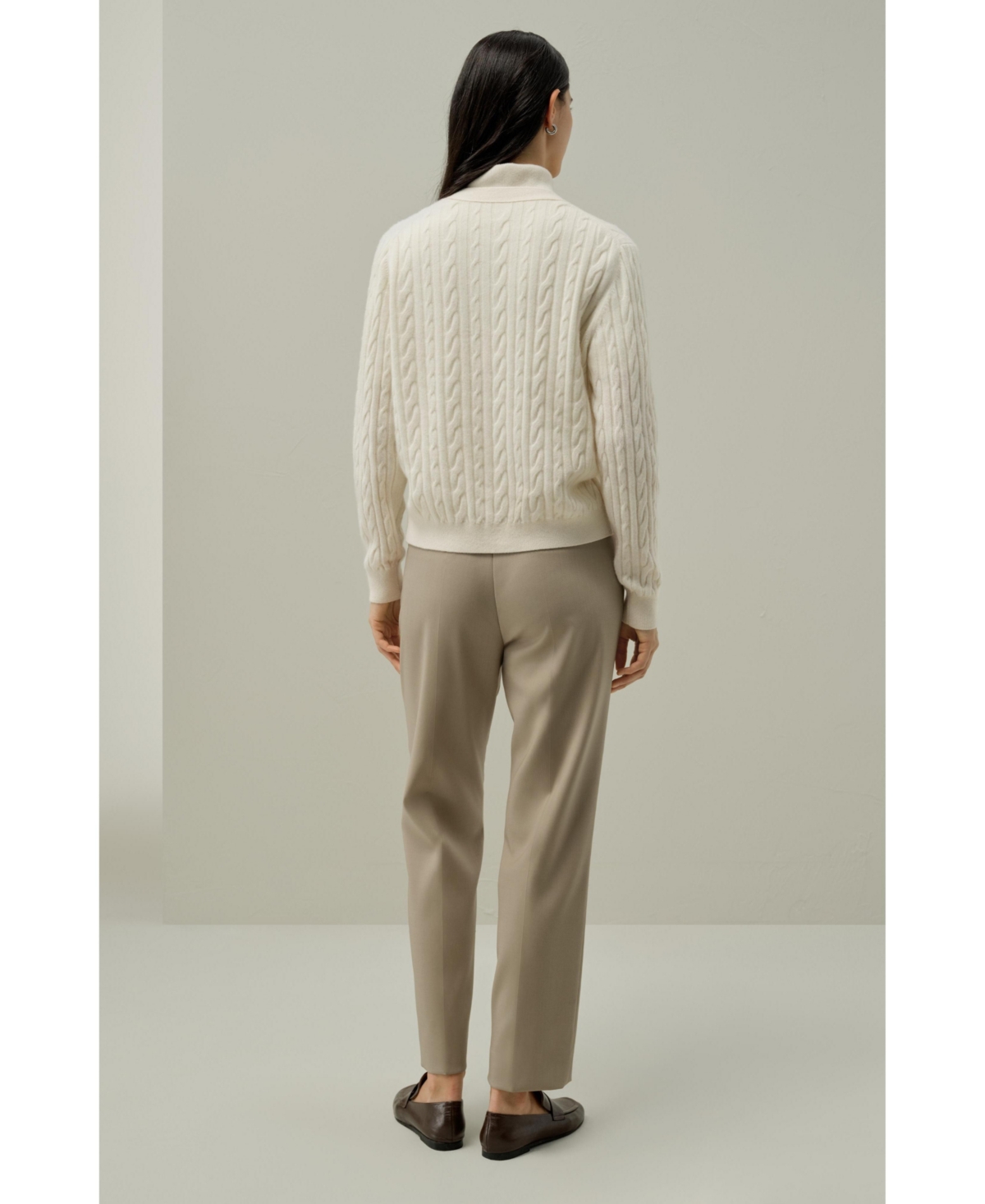 Lilysilk Women's Cable-Knit Baby Cashmere Cardigan