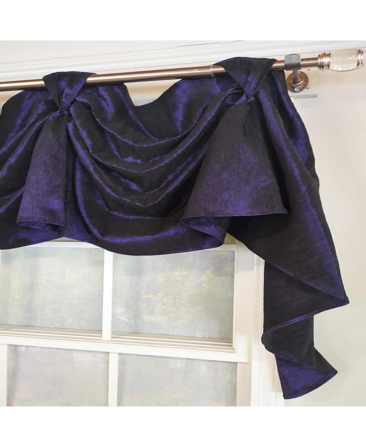 Rlf Home Crinkle Taffeta 3-s Victory 100% Polyester Tab Top Swag Window Curtain 54" x 25" Navy