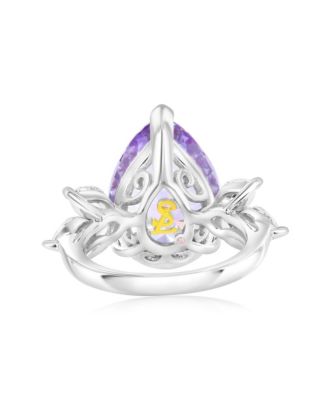 Gala Collection Sterling Silver Large Firework Pear-Cut Cubic Zirconia Marquise Burst Cocktail Ring