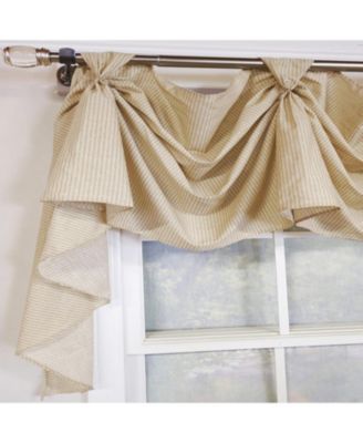 Pin Stripe 3-S Victory 100% Cotton Tab Top Swag Window Curtain 54" x 25" Natural