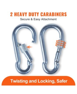 10.5 mm Static Climbing Rope, 9.7M (32ft), 25KN Breaking Tension, Fiber Rope with Steel Snap Hooks, Blue