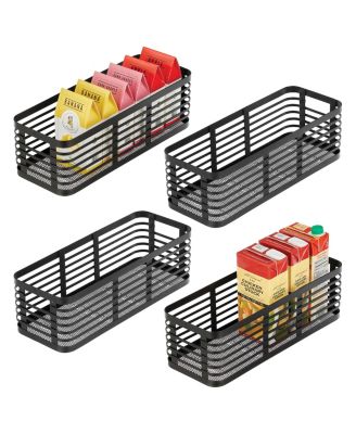 Metal Pantry Basket with Handles - Set of 4 - Matte Black