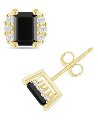 Gemstone and Diamond 1/3" Stud Earrings in 10K White Gold (also in 10K Yellow Gold)