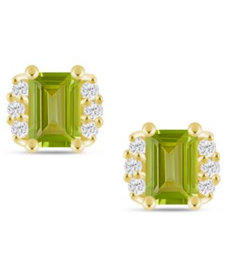 Gemstone and Diamond 1/3" Stud Earrings in 10K White Gold (also in 10K Yellow Gold)
