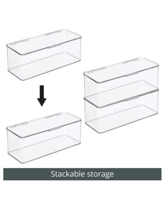 Plastic Playroom/Gaming Storage Organizer Box, Hinged Lid, 4 Pack