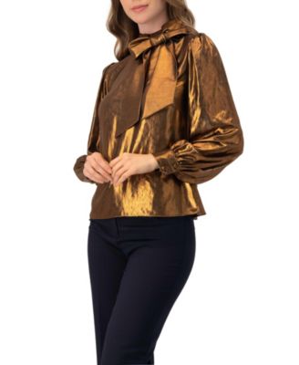 Women's Metalic Bow Blouse