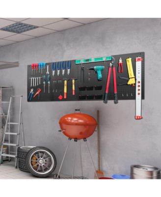 24"x16" Pegboard Wall Organizer 128 PC Kit, Black