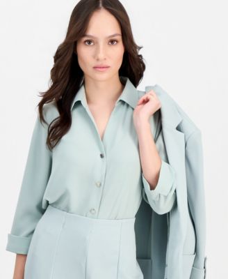 Petite 3/4-Sleeve Crepe Blouse