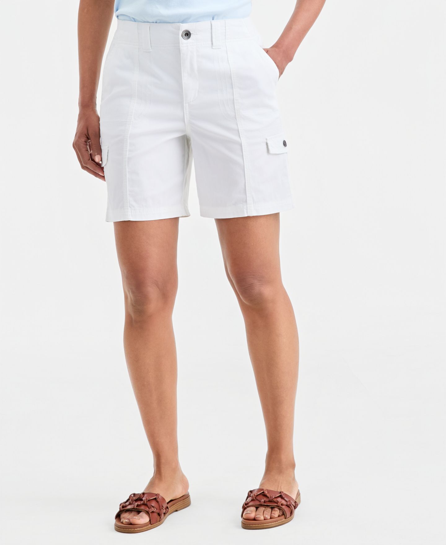 Женские шорты Style & Co Mid-Rise Comfort-Waist Cargo, цвет: Яркий белый — фото 3
