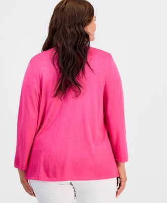 Plus Size Open-Front A-Line Cardigan