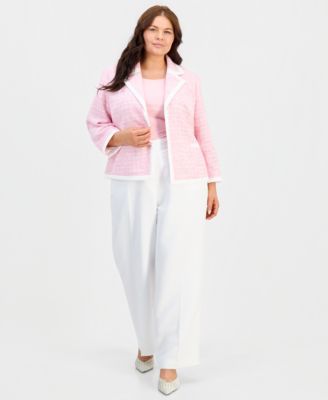 Plus Size Notched-Collar Open-Front Jacket