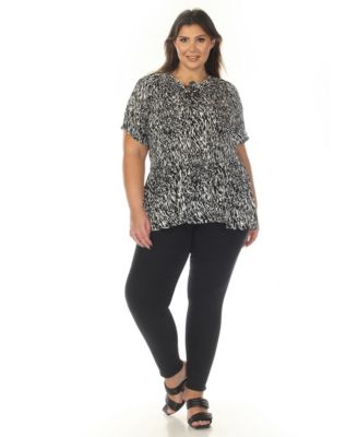 Plus Size Short Sleeve Printed Peplum Top