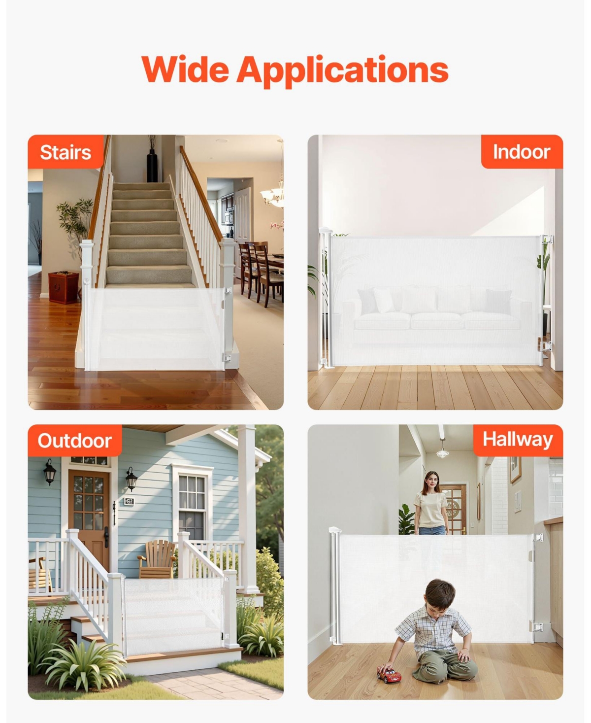 Cozito Extra Tall Retractable Baby Gate, 38.5 in Tall, Extends to 57 in Wide, Mesh Safety Gate w/ Security Lock