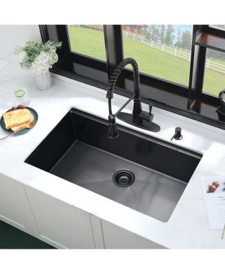 32x19inch Undermount Workstation Kitchen Sink Stainless Steel Deep Basin Accessory Set
