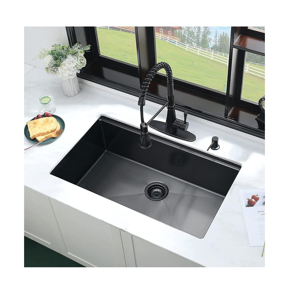 flynama 32x19inch Undermount Workstation Kitchen Sink Stainless Steel Deep Basin Accessory Set