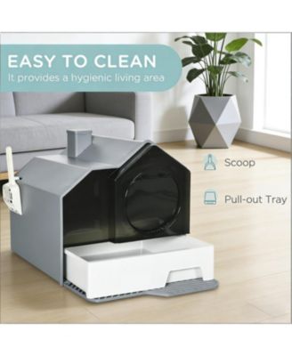 Easy to Clean Cat Litter Box in Grey
