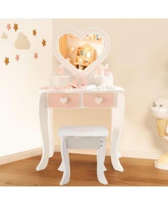 Princess Vanity Set for Girls | Kids Makeup Table with Mirror, Stool, Drawers & Pretend Cosmetics