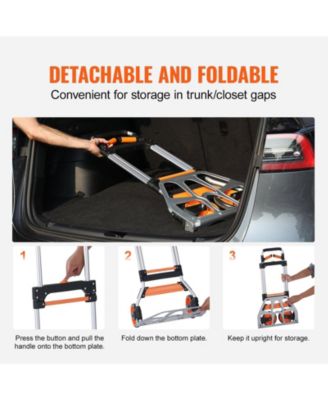 Folding Hand Truck, 309 lb Capacity, Aluminum Convertible Hand Truck & Dolly, Telescoping Handle, PP+TPR Wheels, Lightweight Cart