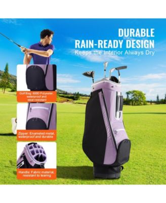 Golf Cart Bag, 14-Way Divider Top, 36", Multiple Pockets, Handles, Dust Cover & Detachable Strap