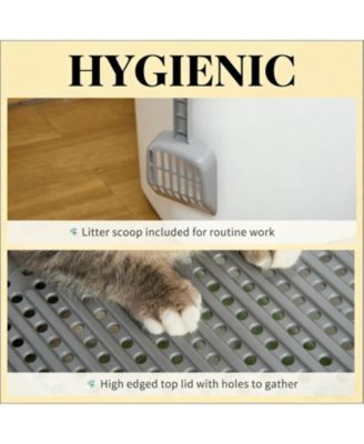 Cat Litter Box with Top Exit in White