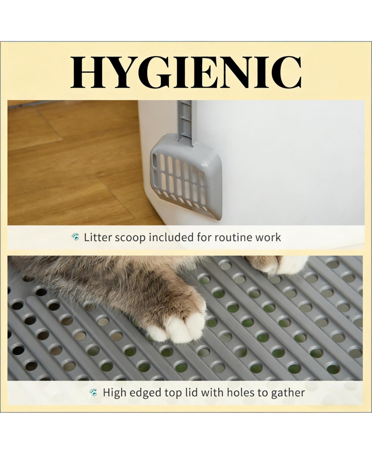 Aostirmotor Cat Litter Box with Top Exit in White