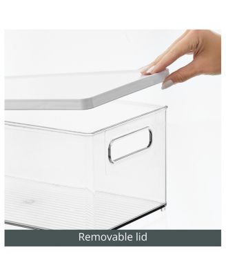 Plastic Storage Bin Box Container, Lid and Handles, 4 Pack, Clear/White