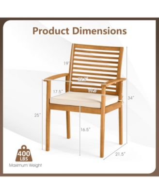 Set of 2 Outdoor Patio Dining Chairs with Padded Cushions