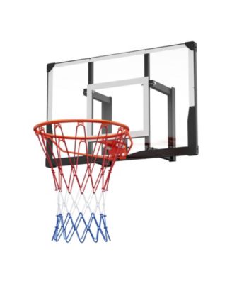 Wall-Mount Basketball Hoop, 44" PC Backboard with Solid Steel Frame, 0.08" Thick Backboard, Woven Nylon Net
