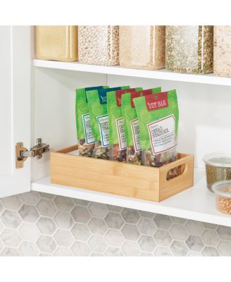 Bamboo Pantry Organizer Container Bin with Handles, 2 Pack, Natural/Tan