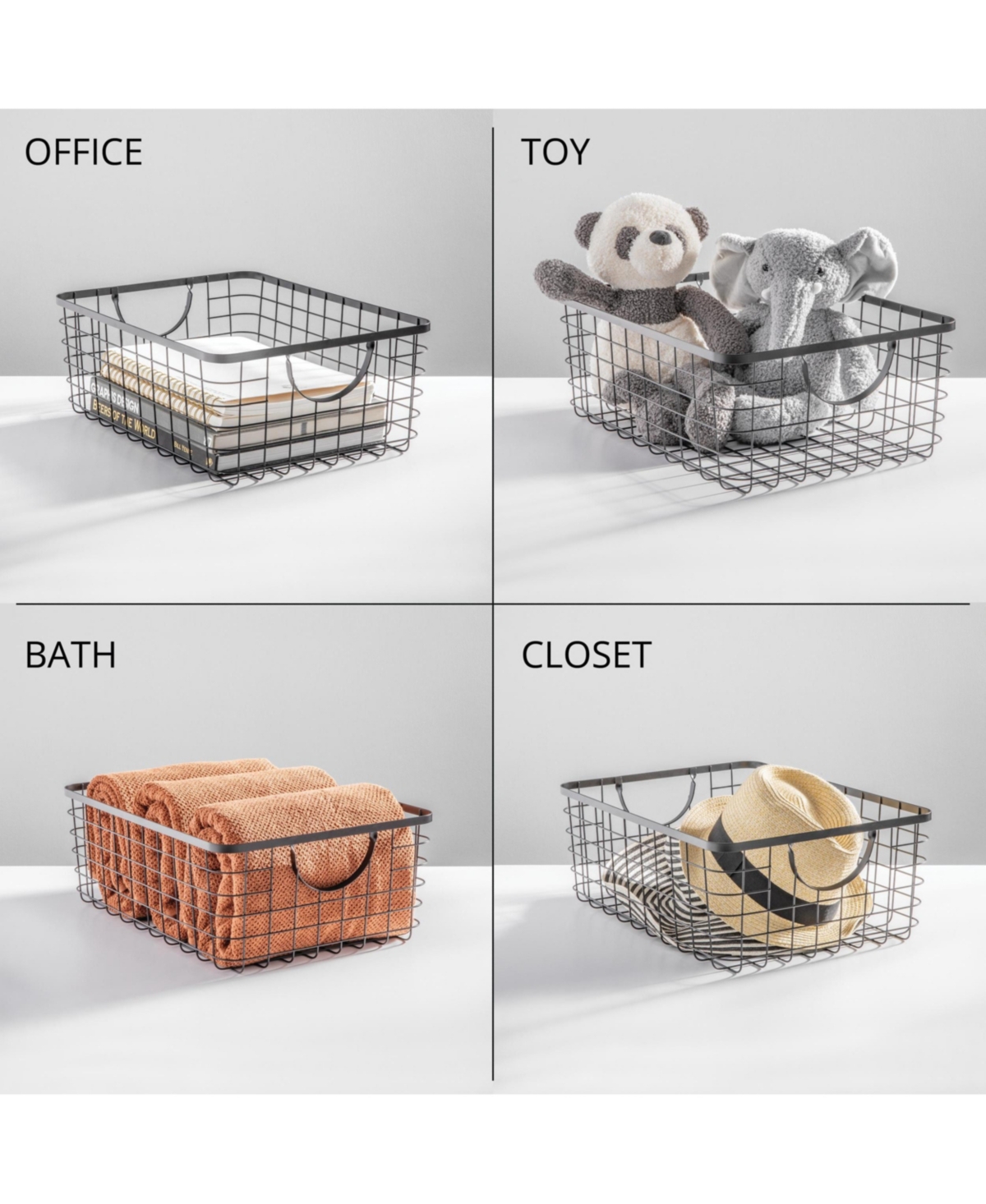 mDesign Metal Pantry Basket with Handles for Kitchen