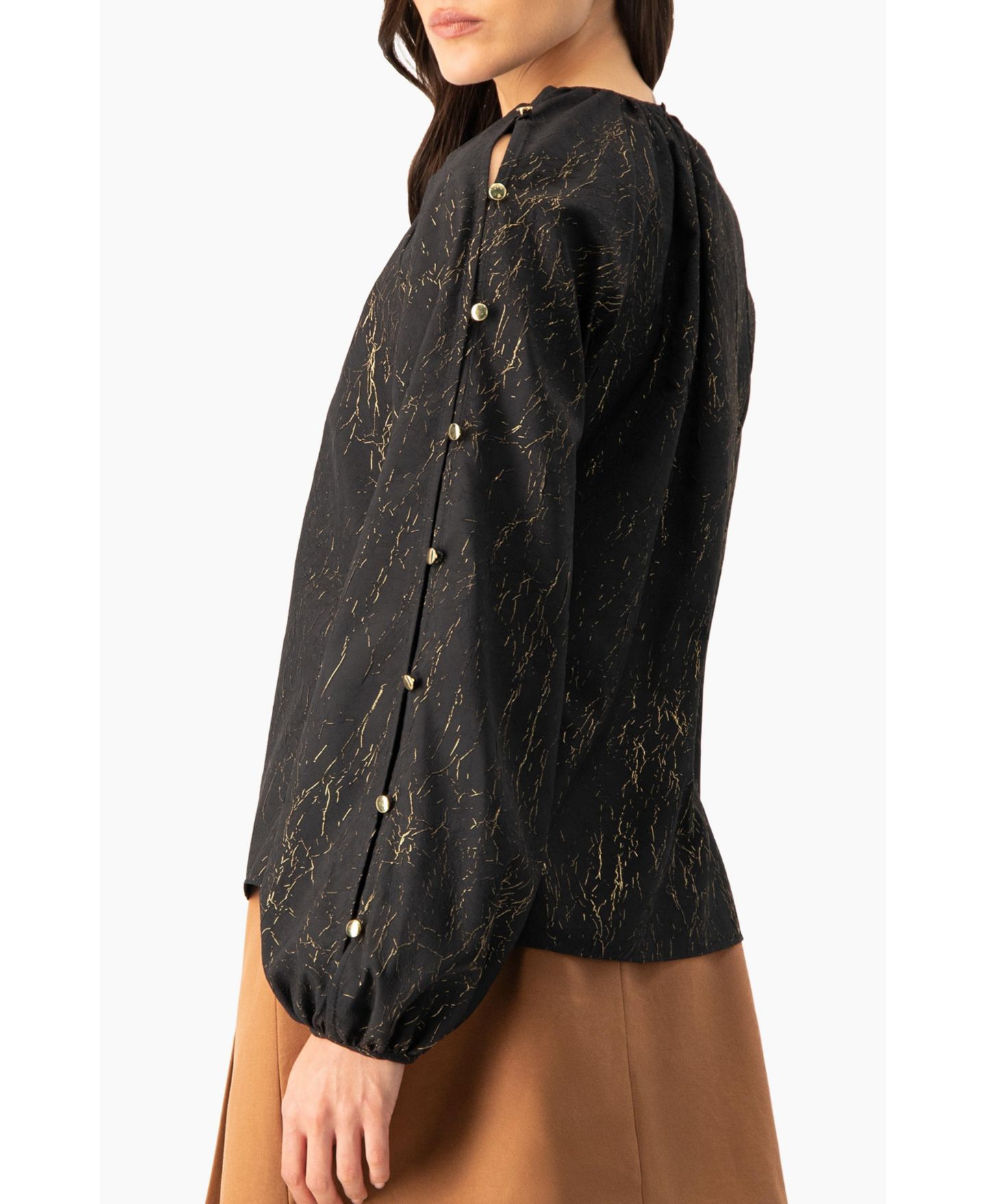Женская блузка Ivonne Long Sleeve V-Neck, цвет: Чёрный — фото 6