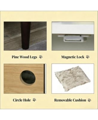 Wooden Cat House with 4 legs in White