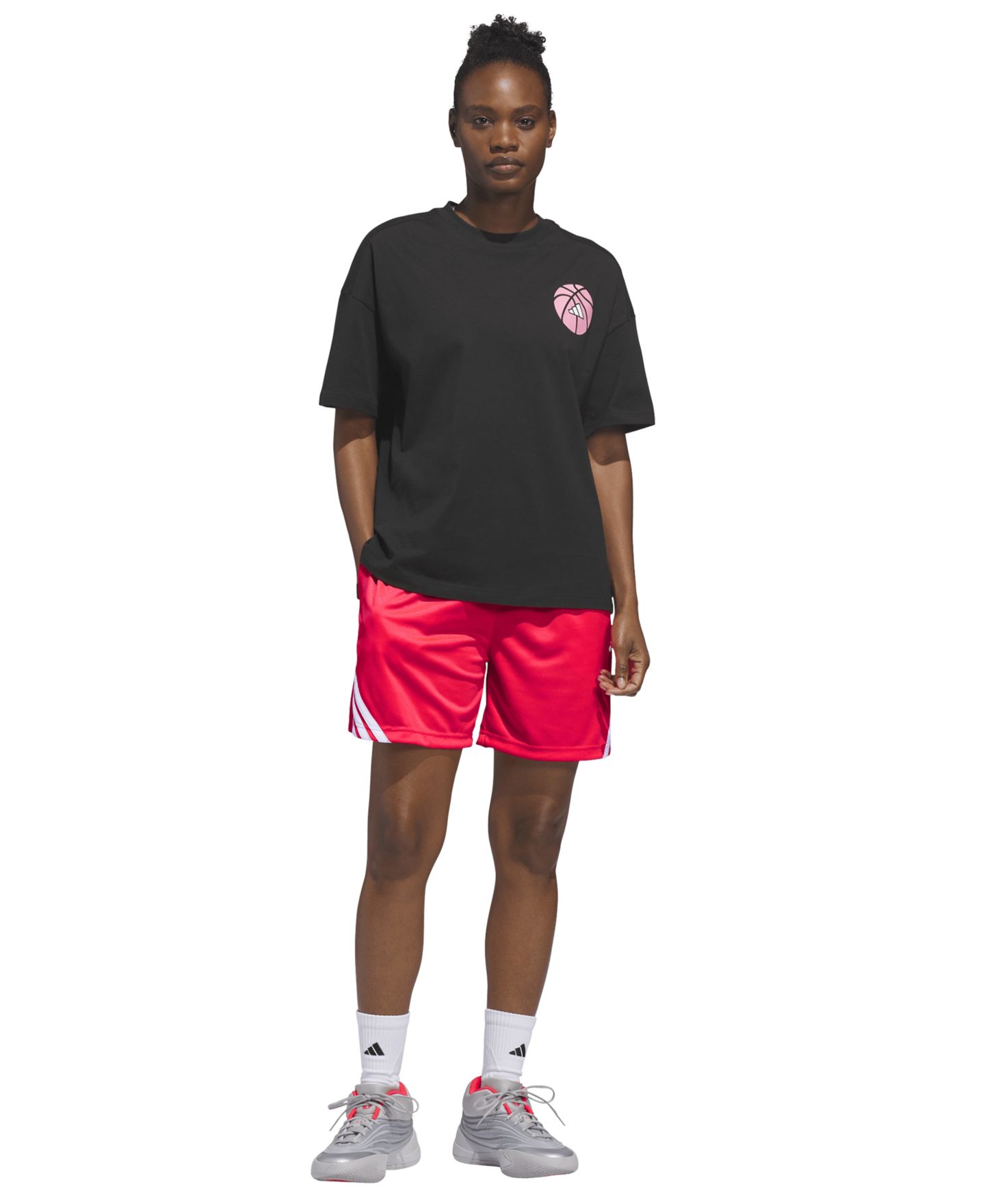 Женские шорты adidas 3-Stripe Basketball, цвет: Чёрный — фото 7