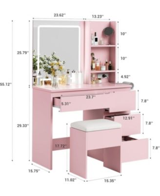 Vanity Desk Mirror and Lights - Modern Makeup Dressing Table for Bedrooms, Apartments, Easy to Assemble