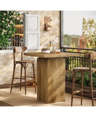 Square Bar Table, 39.4" H Industrial High Top Bistro Pub Cocktail Table, Small Counter Height Dining Table