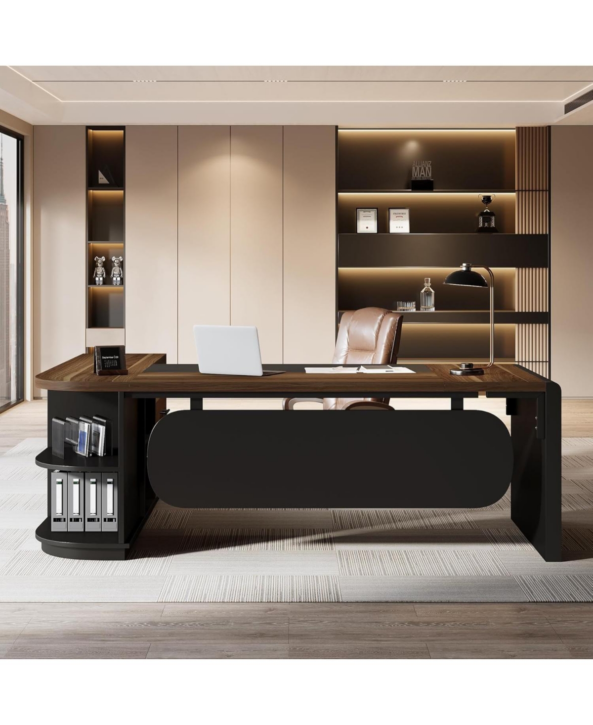 Tribesigns 81-Inch L-Shaped Office Desk, Large Commercial Office Desk with Drawers and File Cabinet, Modern Professional Business Furniture