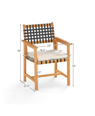2-Piece Wooden Dining Chairs for Patio with Armrests