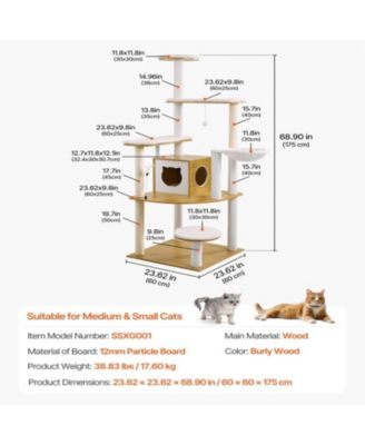 68.9"Tall Multi-Level Cat Tree with Cat Condo in Natural