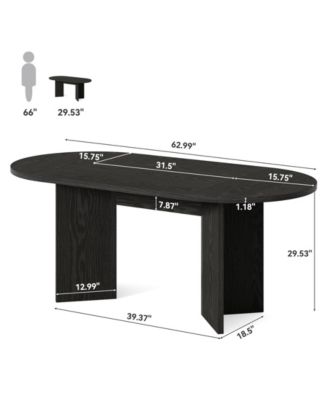 63" Oval Farmhouse Dining Table for 4-6, MDF Kitchen Table