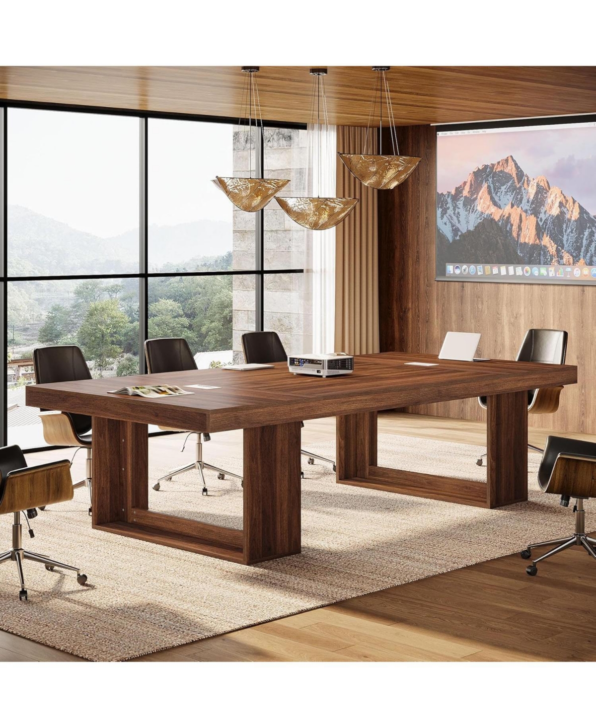 Tribesigns 8FT Conference Table for 10 People, 94.5" W Large Meeting Table with 2 Cable Grommet, Business Style Seminar Boardroom Podcast Tables