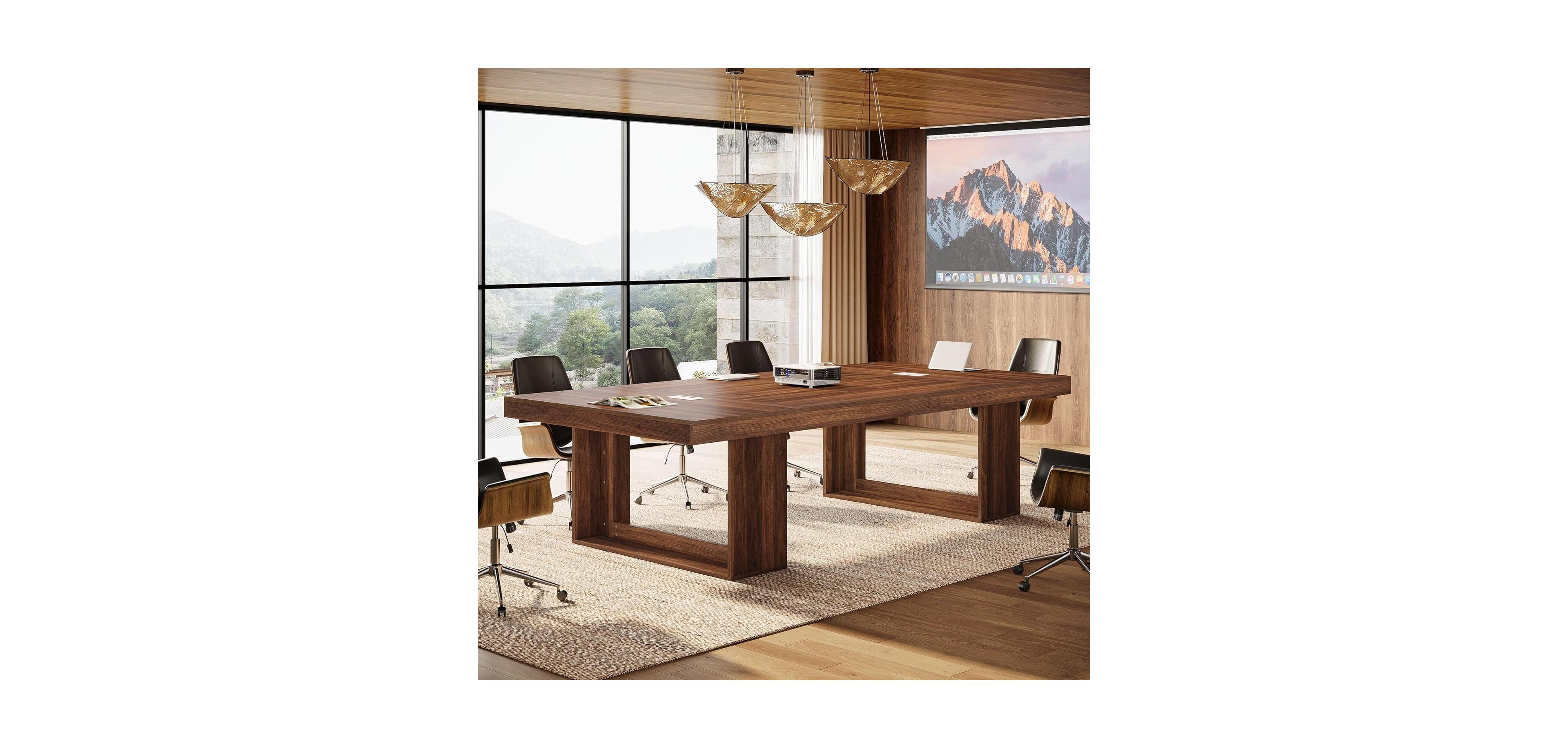 Tribesigns 8FT Conference Table for 10 People, 94.5" W Large Meeting Table with 2 Cable Grommet, Business Style Seminar Boardroom Podcast Tables