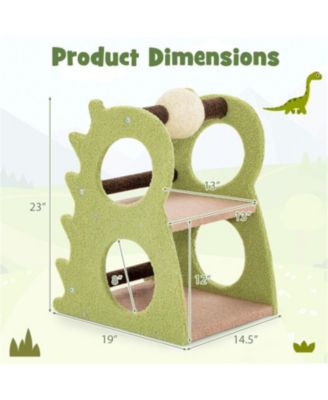 2-Tier Modern Cat Tree with Rotatable Scratching Ball in Green