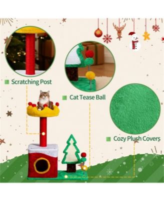 29.5" Tall Multi-level Cat Tower with Cat Condo in Red